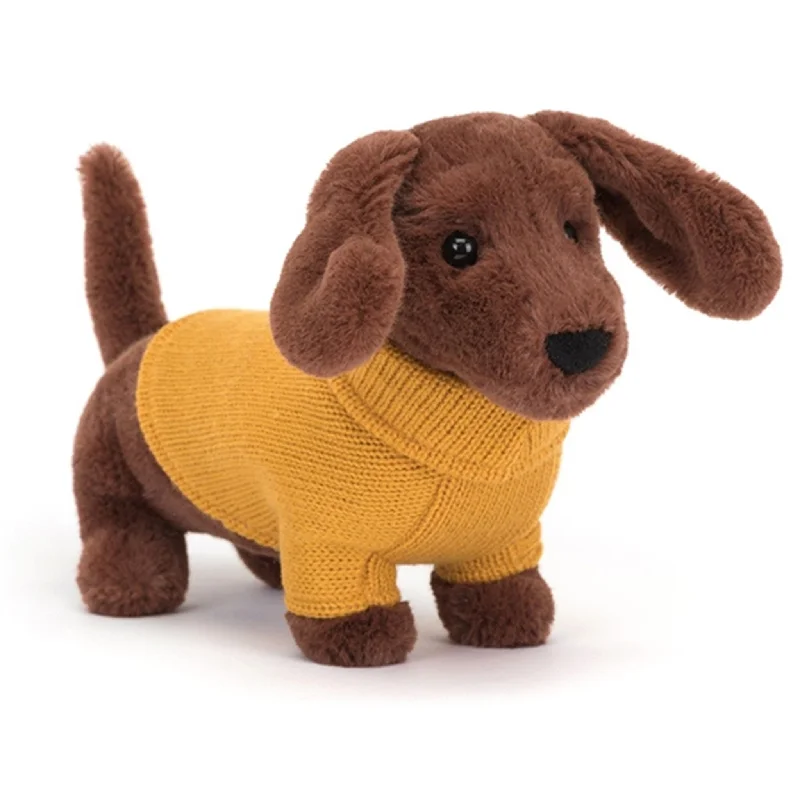 Huggable and sweet Jellycat all-around favoritesJellycat Sweater Sausage Dog Yellow 14 cm