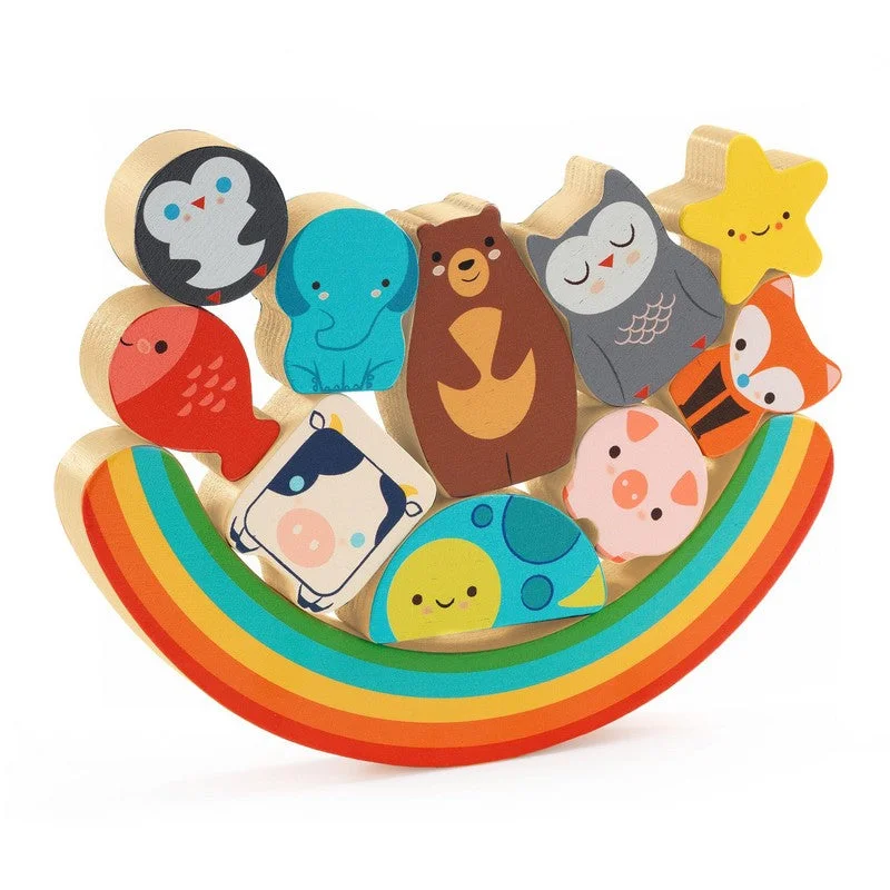 eco-conscious wooden toys that promote sustainability                   Djeco puzz et boom rainbow puzzle & stacking toy