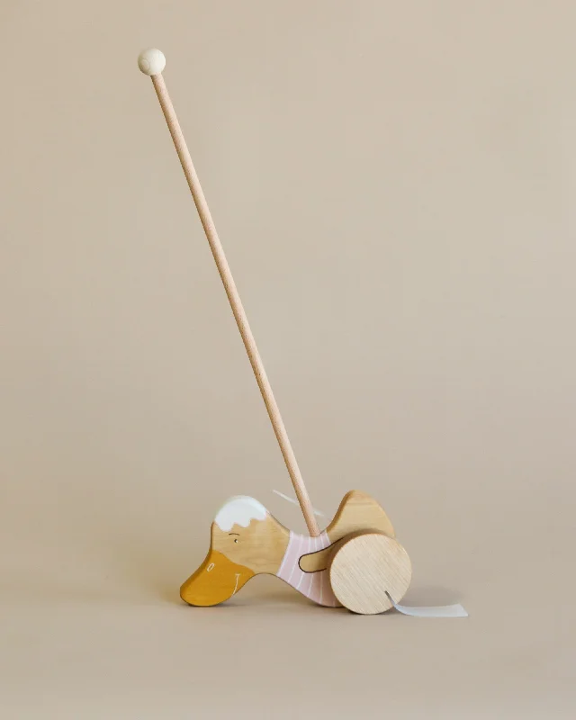 enchanting and magical wooden toys that spark the imagination                   Handmade Wooden Duck Push Toy | Light Pink