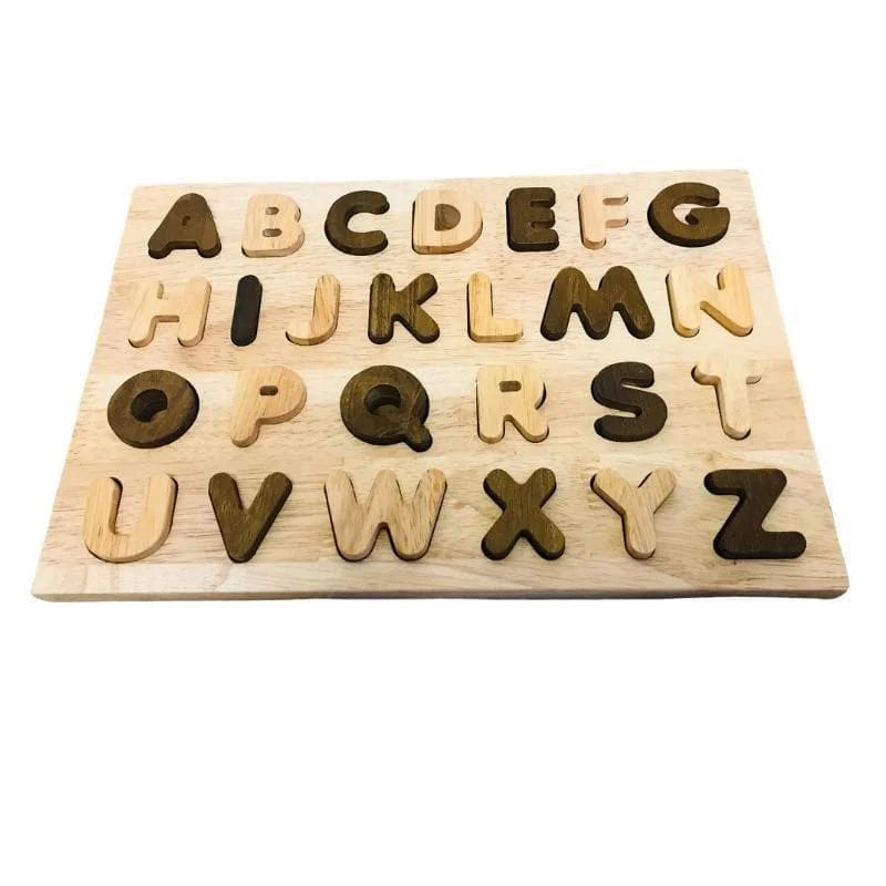 enchanting wooden toys that bring joy and happiness to children                   Two Toned Capital Letter Puzzle