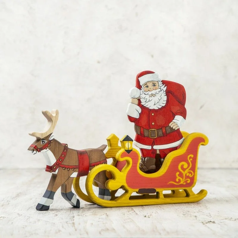 enchanting and whimsical wooden toys that captivate attention                   Wooden Caterpillar Santa sleigh