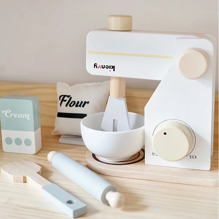 engaging and educational wooden toys                  Korean brand Kienvy wooden mixer kitchen pretend role play