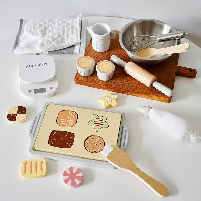 enchanting wooden toys for toddlers                   Wooden Cookie Baking Complete Kitchen Pretend Role Play Set