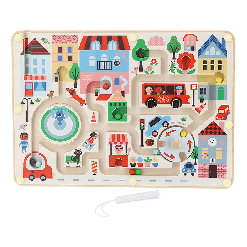 engaging and educational wooden toys                  Vilac 7628 Arrhenius-Town Magnetic Maze