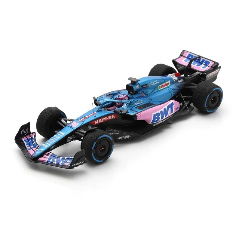 High-quality toy cars Alpine A522 No.14 BWT Alpine F1 Team - 7th Monaco GP 2022 - Fernando Alonso.  With Acrylic Cover - 1:18 Scale Resin Model Car