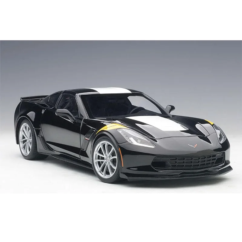 Playful toys CHEVROLET CORVETTE GRAND SPORT (BLACK/WHITE STRIPES/YELLOW FENDER HASH MARKS) - 1:18 Scale Composite Model Car