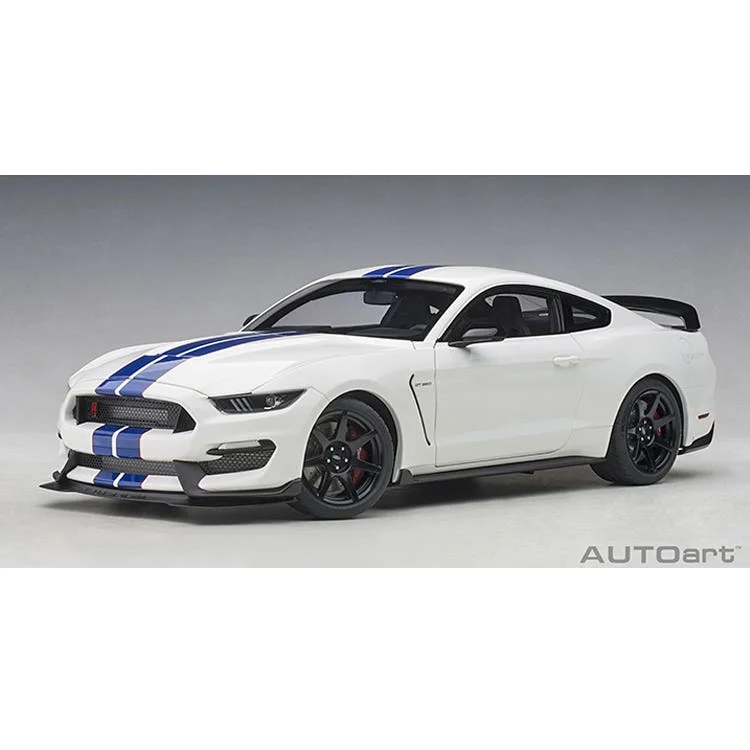 Fun toy carsFORD SHELBY GT-350R  (OXFORD WHITE W/ LIGHTNING BLUE STRIPES)  - 1:18 Scale Composite Model Car