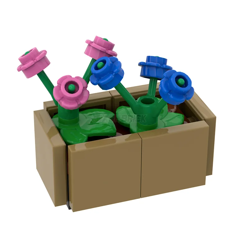 Imagination-sparking LEGO setsLEGO "Flower Planter Box Large" - Blue & Dark Pink Flowers [MiniMOC]